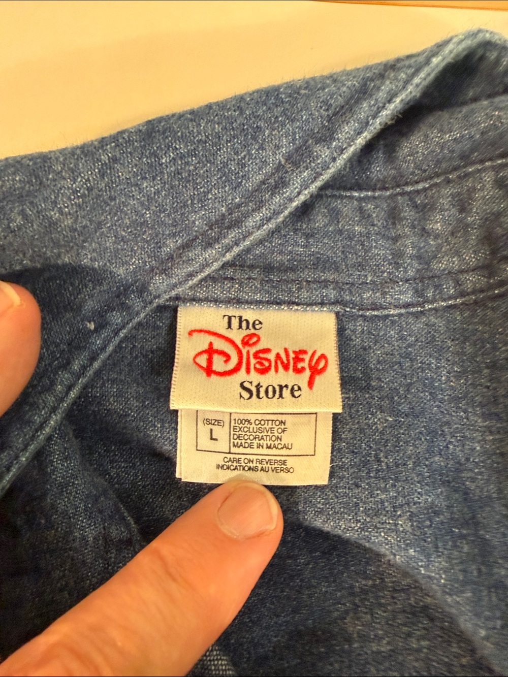 Disney, Tigger, Denim Button-Up Shirt with Embroidered Tigger Pocket - Picture 3 of 8